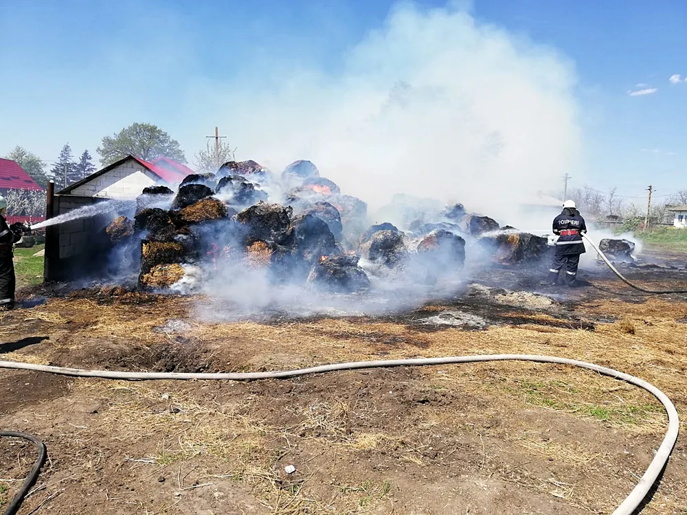 INCENDIU la Crasnaleuca. Au intervenit pompieri din Botoșani, Săveni și Trușești FOTO