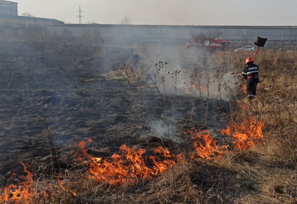 Incendiu pe strada PECO din municipiul Botoșani. Focul a ajuns în apropierea caselor