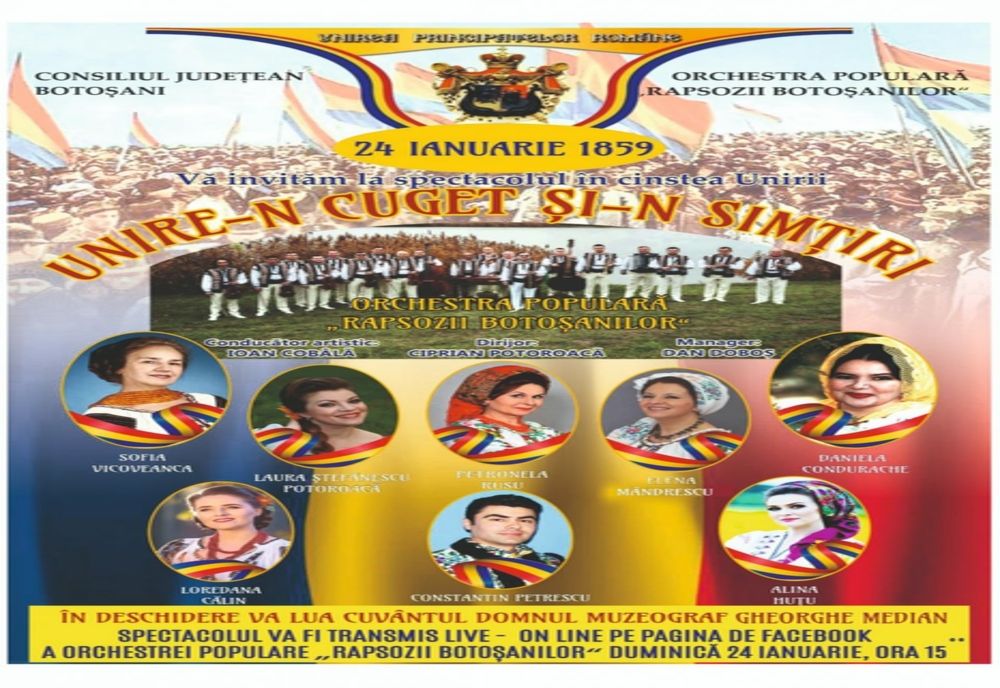 „Unire-n cuget și-n simțiri”, concert online pus în scenă de „Rapsozii Botoșanilor”
