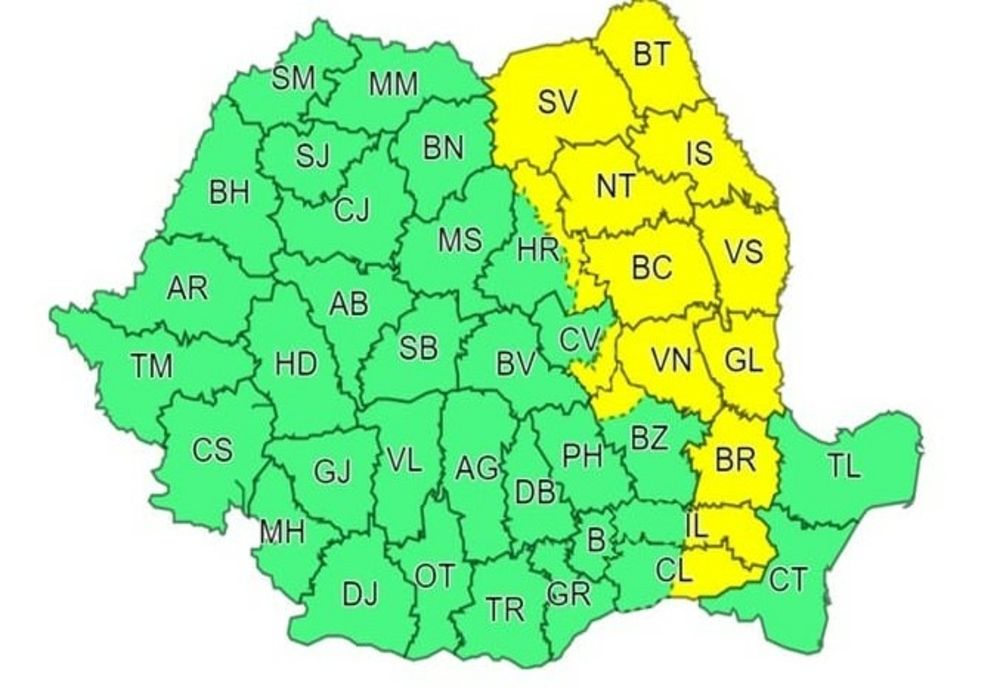 COD GALBEN de ninsori și viscol în mai multe județe din țară Se va depune strat de zăpadă