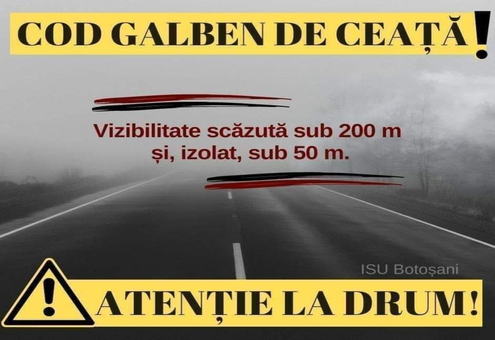 AVERTIZARE meteo pentru mai multe localități din județul Botoșani