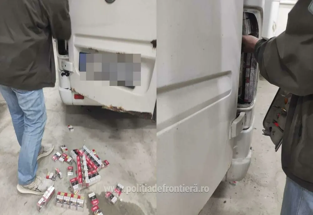 Ţigări de contrabandă depistate în stâlpii unui microbuz la intrarea în ţară