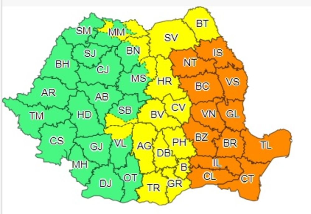Alerte meteo de ploi torențiale și vânt puternic în mai bine de jumătate din țară!