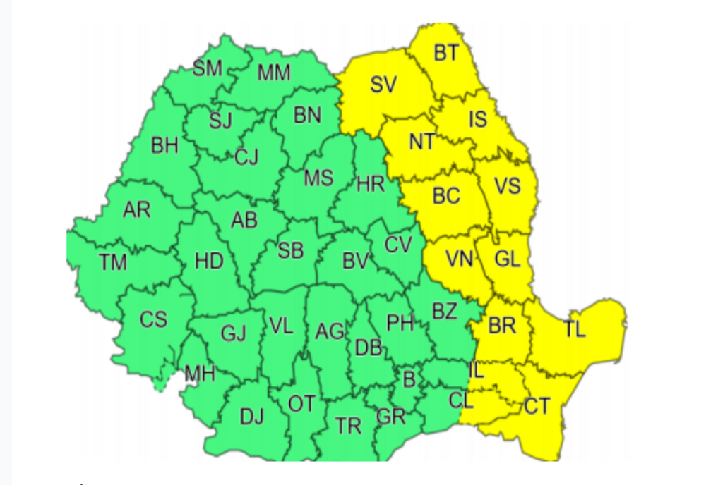 COD Galben de VÂNT în Dobrogea, estul Munteniei şi Moldova