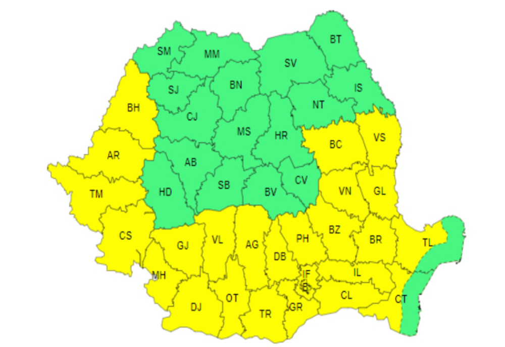 Cod galben de CANICULĂ pentru mai bine de jumătate din țară